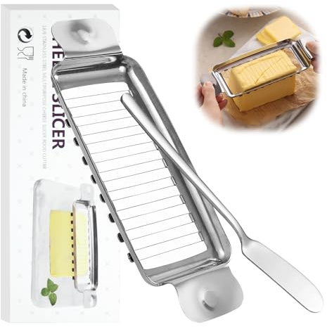 Cxqbsmy Butterschneider Werkzeug, käseschneider für Alle Käsesorten, Multifunktionaler Edelstahl Käsehobel, Ergonomischem Griff, Cheese Slicer für Käse, Butter, Obst und Gemüse, Spülmaschinenfest