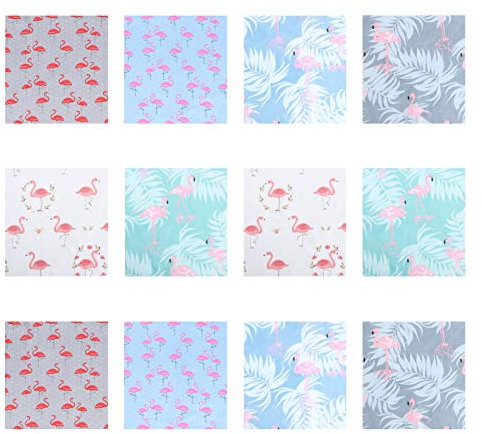 DIYEAH Dekorativer Twillstoff Mit Blumenmuster – 12 Stück Flamingo-Druck Perfekt Für Bastelprojekte