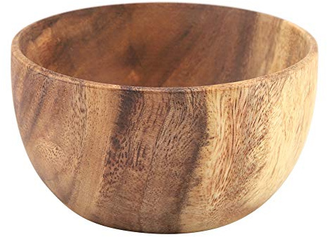 GLETSF Bol, Bol en Bois D'Acacia Massif, Bol Rond en Bois Naturel Sculpté À La Main, Ustensiles De Cuisine pour Salade, Soupe, Trempettes Aux Fruits, Sauce, Noix, Apéritifs, DesBrown-13 * 7cm