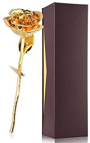 Gsycle Gold Rose, un unico gambo lungo per sempre rose infinito rosa eterna rosa per anniversario di compleanno della festa della mamma (tutto oro)