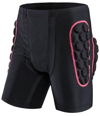 Pantaloncini da portiere imbottiti da uomo e da donna, pantaloncini da portiere da calcio con imbottitura su fianchi e cosce, pantaloncini sportivi elasticizzati traspiranti protettivi(Pink,XL)