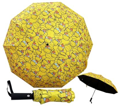 Fodyle Duck Windproof Automatic Travel Umbrella Print Portable Lightweight Umbrellas Compact Sun Umbrella for Walking