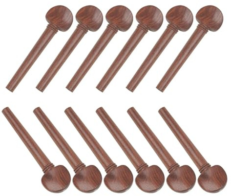 tianwandong 12 Teile/satz Oud Saitenachse Ebenholz mit Fischaugen Oud Laute Stimmwelle Ersatzteile Musikinstrument Zubehör(Mahogany)