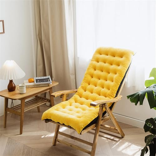 Hearda Liegenauflage 125x50cm, Auflage Gartenliege Bequeme Sonnenliege Auflage Klappbar Antirutsch Liegestuhl Polsterauflage Extra Dicke Sitzauflagen für Deckchair (Tyd21 Gelb,125x50x10cm)