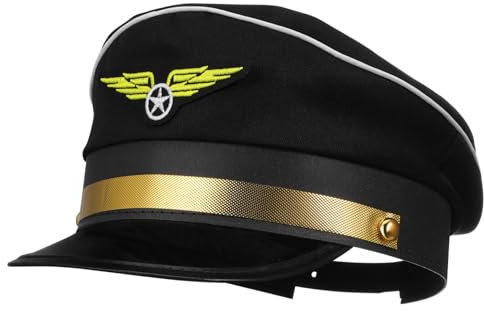 PartyKindom Kapitänsmütze Für Erwachsene Einstellbare Pilotenmütze Für Halloween Kostümparty Und Cosplay Dekorativer Hut Mit Klassischem Design Für Bühnenaufführungen Und