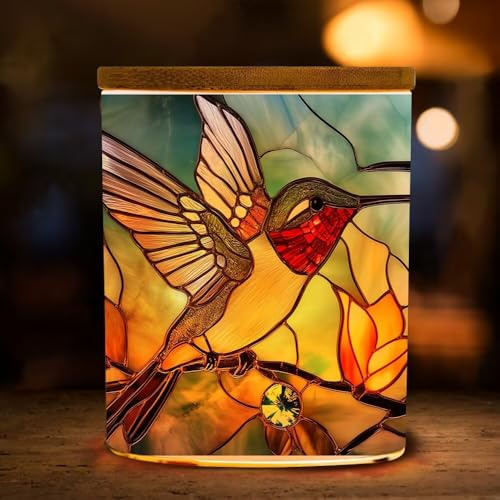 Stained Glass Hummingbirds Tea Light Candle Holder Jar,Country Birds Floral Votive Candle Holders, Tealight Candleholders for Weddings,Parties,Home Decor