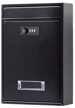 Cassetta delle lettere in metallo da parete con combinazione a 3 cifre, resistente alle intemperie per riporre la posta in modo sicuro, design elegante, colore nero, ideale per casa e ufficio