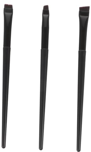 HONITANO 3 Stück Eyeliner und Augenbrauenpinsel Kunststoff Aluminium Flach und Abgeschrägt Kompakt für Make Up und Reisen Make Up Werkzeug für Frauen