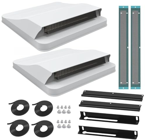 2 Packs14 Inch Universal RV Roof Vent for Trailer,Camper,Motorhome,Roof,Aerodynamic Design Weatherproof & No Drilling Installation 14×14 Replacement for Camper/Trailer Vent Covers for Roof (White)