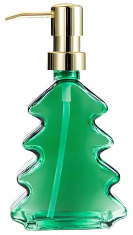 Dispensador de jabón de árbol de Navidad Vidry 300ml, dispensador de jabón de Navidad con Bomba, Botellas de loción vacías para decoración de, Cocina, Vidrio de baño con Bomba