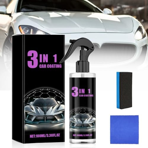 3 in 1 Polish Auto Rimuovi Graffi, Micro-Ceramic Coating Spray, Spray Per Riparazione Graffi Auto, Soluzione per la Rimozione dei Graffi per Veicolo, Ridona Colore Alla Vernice, Effetto Seta (1PCS)