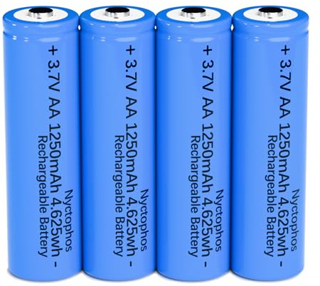 Solar Battery 3.7V AA Batteries 1250mah Solar Light Battery Rechargeable Batteries for Solar Lights,Flashlight,Wall Lantern (4 Pack)