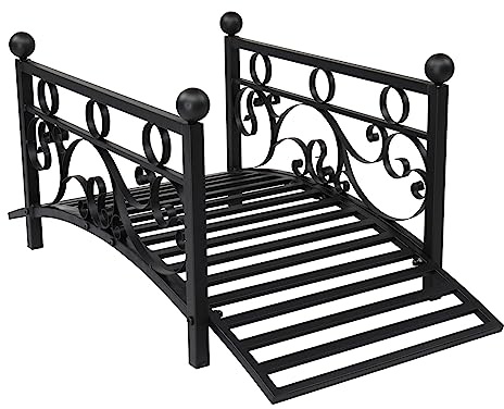 VINGLI 3.4ft Metal Garden Bridge, 330lbs Capacity Garden Bridges for Outdoors with Anti-Rust Coated Finish, Easy Assembly, Outdoor Decor Bridge for Garden Landscape, Backyard, Stream, Pond