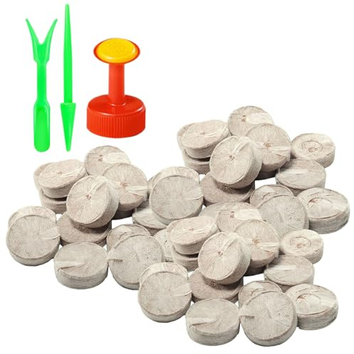 HunicandIU Pastillas de Turba,100 Discos de Siembra,Pastillas para Semilleros De 3 Cm - para Trasplante En Jardinería Interior Exterior Hidroponía Y