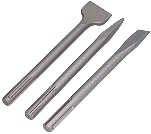 ZASCHMOY Kit de Cinceles de Acero Al Carbono, 3 uds., Cinceles Escaladores, Planos y Puntiagudos para Taladros de Percusión Eléctricos, Ideales para Trabajos en Hormigón y Azulejos (#2)