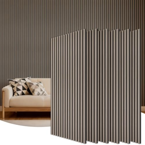 TONOR Panneau Mural Decoratif de Bois,120x60-4.32㎡, 6 Pièces, Gris | Tasseau Bois Panneaux Acoustique, Claustra Intérieur Mdf, Decoration Murale pour Chambre, Salon, Gaming, Bureau, Studio