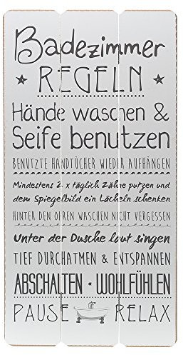 itsisa Plankenschild Badezimmer Regeln, Wandbild mit coolen Badesprüchen