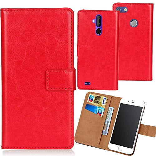 Dingshengk Rot Premium PU Leder Tasche Schutz Hülle Handy Case Wallet Cover Etui Ledertasche Für Maze Blade 4G Phablet 5.5