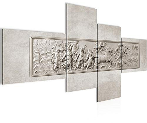 Runa Art Bild XXL 4 Teilig Antik Flachrelief Rom 200 x 100 cm Kunstdruck auf Vlies Leinwand Wanddeko Wohnzimmer 025641a