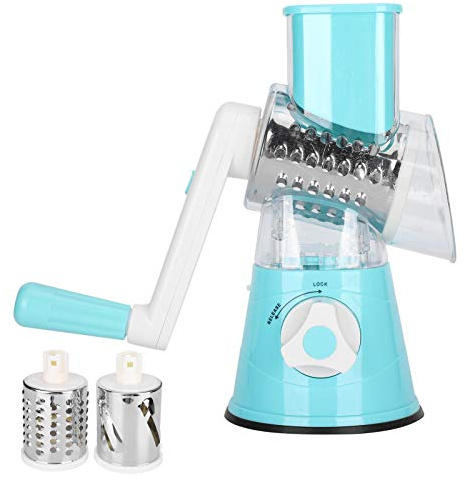 Hachoir à Légumes Manuel Coupe Légumes Multifonctionnel Râpe Alimentaire Broyeur Hachoir Accessoires de Cuisine (Bleu)