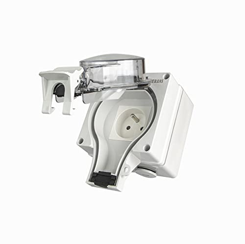 Aufputz Feuchtraum Französisch Standard Steckdosen 1-fach oder 2-fach IP66 auch wenn Stecker im Betrieb ist (1-fach Französisch Steckdose IP66)