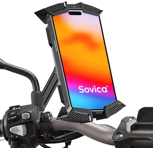 Sovica Soporte movil Moto Scooter sujecion al Espejo retrovisor en Acero Inoxidable 360º valido para Smartphones hasta 7.5