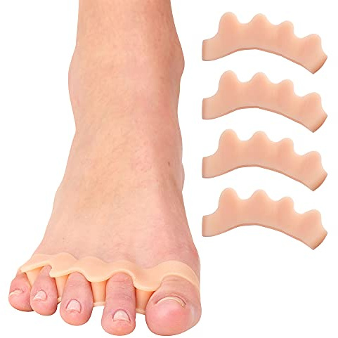 ZenToes Zehenspreizer aus Silikon für korrekte Zehenausrichtung, Ballenzeh- und Hammerzehen-Glätteisen – 2 Paar (Beige)