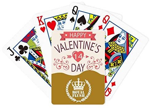Red Happy Valentine's Day 14 Heart Arrow Royal Flush Poker Spielkartenspiel