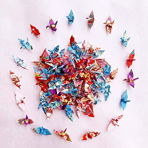 100 gru di carta Washi Origami 4,5 cm Mini premade Origami piegate Gru per origami regali di Natale Yuzen Gru di carta per origami Tea Party forniture di nozze coriandoli baby shower bomboniere