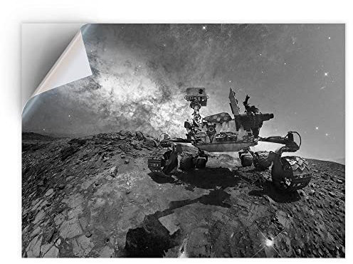 DV DESIGN 1 x Vinyl Sticker A5 - Rectangle Shape 15,8x21cm - BW - Curiosity Mars Rover Space Science Art Print Decal Laptop Tablet Luggage Car Bike Wall Fridge Door Sticker #42750