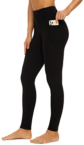 AMYTIS Damen Sport Leggings Yogahose High Waist mit Taschen Fitness Stretch Blickdicht Lang Gym Handytasche