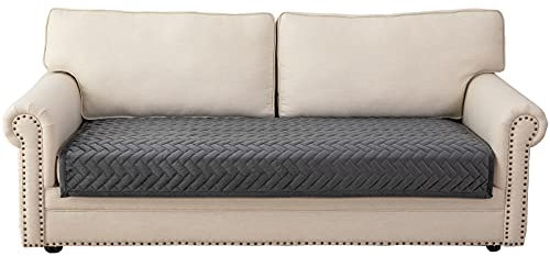 Eismodra Sofa Überzug,Sofabezug 3 Sitzer,Anti-Rutsch-Couch für L Form Sofaschoner Chaiselongue Ecksofa 2 Sitzer Schonbezüge Wohnzimmer Sessel Hunde Haustiere,Dunkelgrau,90x160cm(nur 1 Stück)
