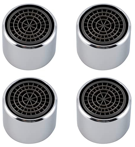 Hibbent 4 Pack Faucet Aerator, Kitchen Sink Aerator Shell with Built-in Filter, 55/64 Female Thread Bathroom Faucet Filter, Splash-Proof, Chrome Finish