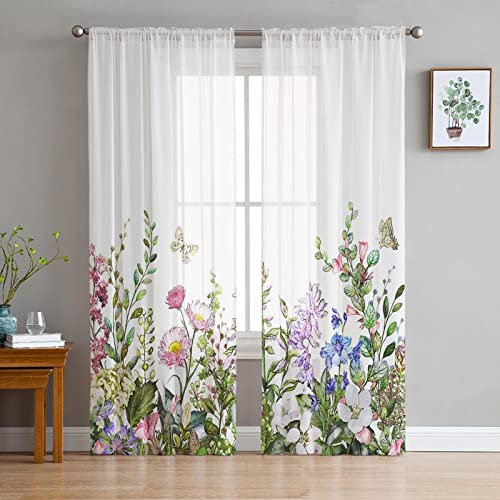 MTBDyyds Verdunkelungsvorhänge 3D Drucken 280X260Cm Bunt Pflanzen Blumen Einfach Verdunklungsvorhänge Kinderzimmer 2 Stück Vorhang Blickdicht Ösenschal Kindergardinen Junge Verdunklungsgardine