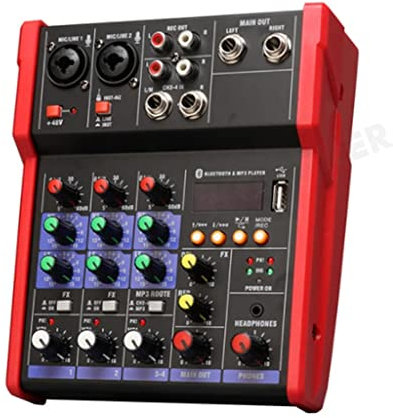 HMTE Mezclador de Controlador de DJ de 4 Canales Bluetooth Consola de Mezcla Profesional con Efecto de reverberación para Escenario en Vivo en el hogar (Color : A)