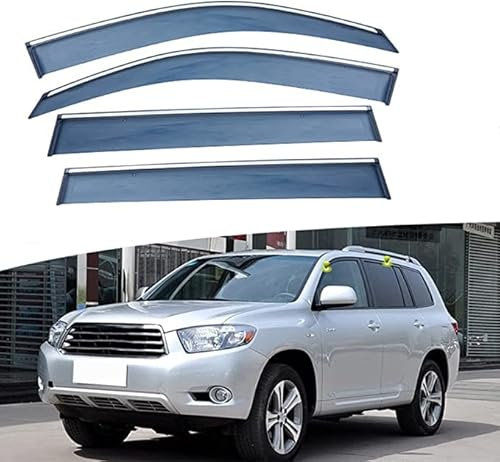 Juego de 4 Deflectores de Viento, Protector de Nieve para Lluvia Y Sol de Baja Acumulación de Calor para Reemplazo de Automóviles para Toyota HIGHLANDER 2009-2014