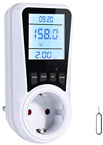 Vinabo Misuratore Consumo Elettrico,Contatore di Potenza del Consumo di Corrent,16A/3680W Misuratore di Potenza Contatore Italiana con Schermo LCD,7 Modalità di Monitoraggio,Protezione da Sovraccarico