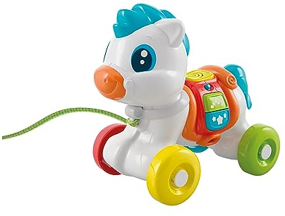 Clementoni - Baby Pony Alltid med mig interaktiv träning, djur att dra, lekar för motricitet, första stegen, lära sig gå, barn 6 månader-Made in Italy, Italienska, 17776