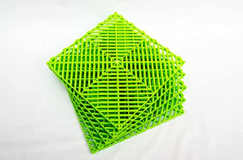 Modulare Garagenbodenfliese, ineinandergreifendes weiches PVC, 30,5 x 30,5 cm, für Pool/Terrasse, ineinandergreifende Drainagematten für drinnen und draußen, 5 Fliesen pro Box (grün)