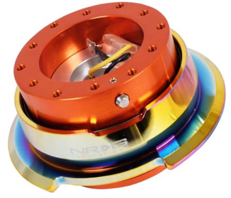 NRG Innovations NRG-SRK-280OR-MC GEN 2.8 Steering Wheel Quick Release Kit Adapter, 6-Hole & 6x70 and 6x74mm Bolt Patterns Orange Body/Neo Chrome Ring