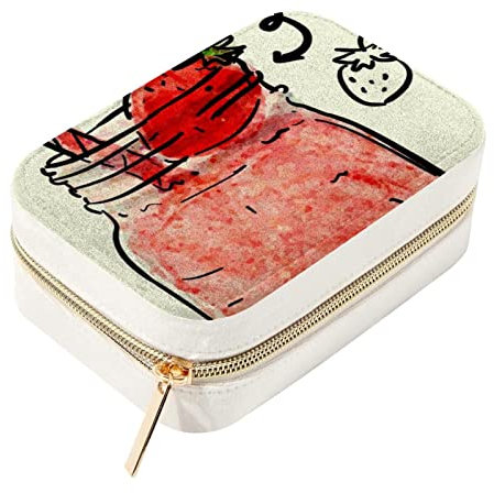 Mini boîte de rangement portable double couche pour bijoux et thé au lait fraise