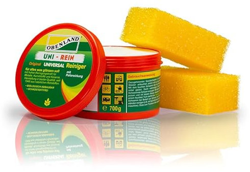 Obenland Uni-Rein öko Putzstein mit Schwämmen Vielseitiger Universalreiniger für, Küche, Bad, WC, Armaturen Fenster, Sneaker, Ceranfeld, 700 g