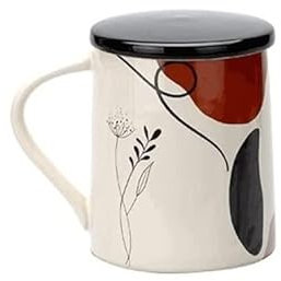 Tazzine Caffè Tazza da Caffè Tazza di Tè Tazza Da Caffè Con Coperchio, Tazze Per Bevande Calde In Ceramica Creative Con Manico 14,1 Once, Tazza Per Microonde Tazzine di Caffe Tazze da Caffè ( Color :