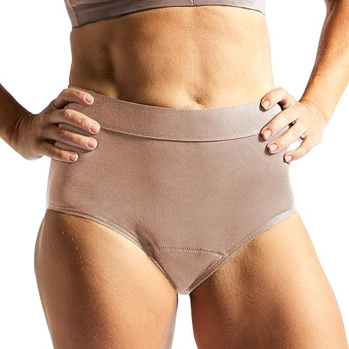 Jude Washable Incontinence Pants for Women, Reusable Leakproof Underwear for Women, High Absorbency, Beige Full High Knickers with Unique 3-Layer Gusset (L)