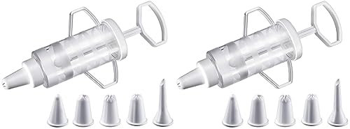Westmark Siringa per dolci, Con 5 beccucci, Capacità: 100 ml, Plastica, Trasparente/Bianco, 30772270 (Confezione da 2)