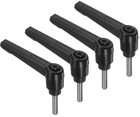 QUARKZMAN 4 Stück Klemmhebel Griff M5 x 20mm Außengewinde Schraube Edelstahl 304 mit Zinklegierung Verstellbare Handgriff Spannhebel für Werkzeugmaschinen Schweißgeräte Druckgeräte, Schwarz | Edelstahl 304, mit Druckknopf-Verriegelung, verstellbar