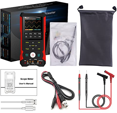 Irfora Multímetro osciloscopio 3 en 1, generador de señal, osciloscopio, osciloscopio manual, pantalla TFT de 2,8 pulgadas, frecuencia de muestreo de 200 Msps, ancho de banda, oscilómetro de dos