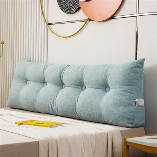 Treer Almohada Triangular Grande con Cuña Triangular para Respaldo, Multicolor Almohada de Lectura de Cabecera Cojín de Apoyo Lumbar Cojín de Posicionamiento para Sofá Cama (60*40*12cm,Agua verde)