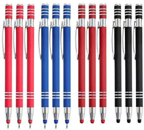 12 Stück Kugelschreiber Mit Touchpen,2in1Kugelschreiber Mit Touchscreen Stift,Kapazitive Stylus Und Kugelschreiber,Multifunktionaler Tablet Stift Für Pad Tablet Smartphone Touchscreen zufällige Farbe