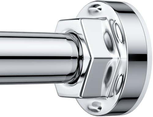 Shower Curtain Rod 27-79 Inches, Adjustable Tension Shower Rod No Drilling, No Slip, Spring Tension Curtain Rod for Bathroom Kitchen Closet Windows - Silver
